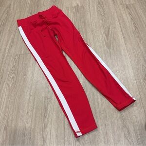 Women's Red Joggers with White Stripe